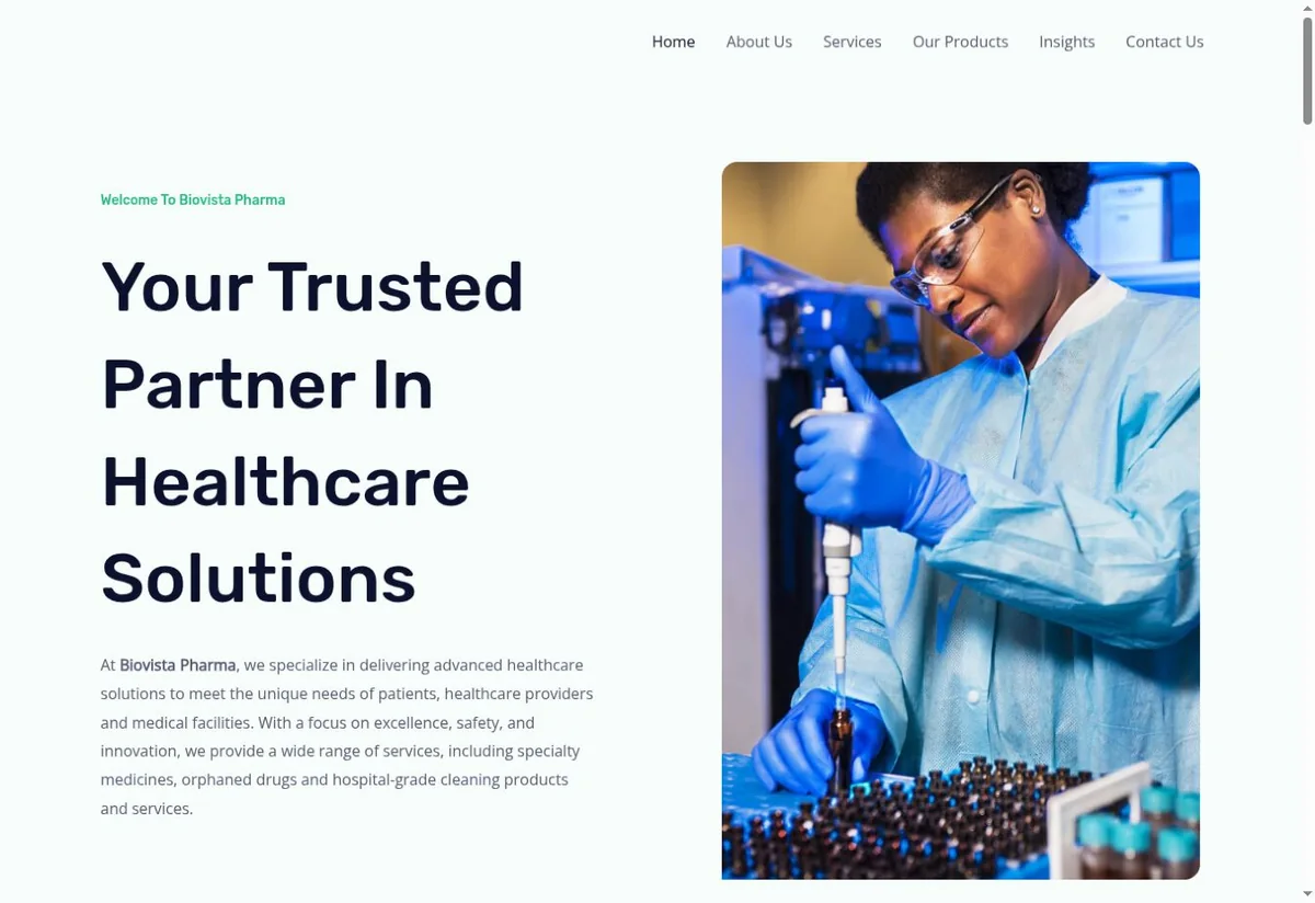 Biovista website homepage