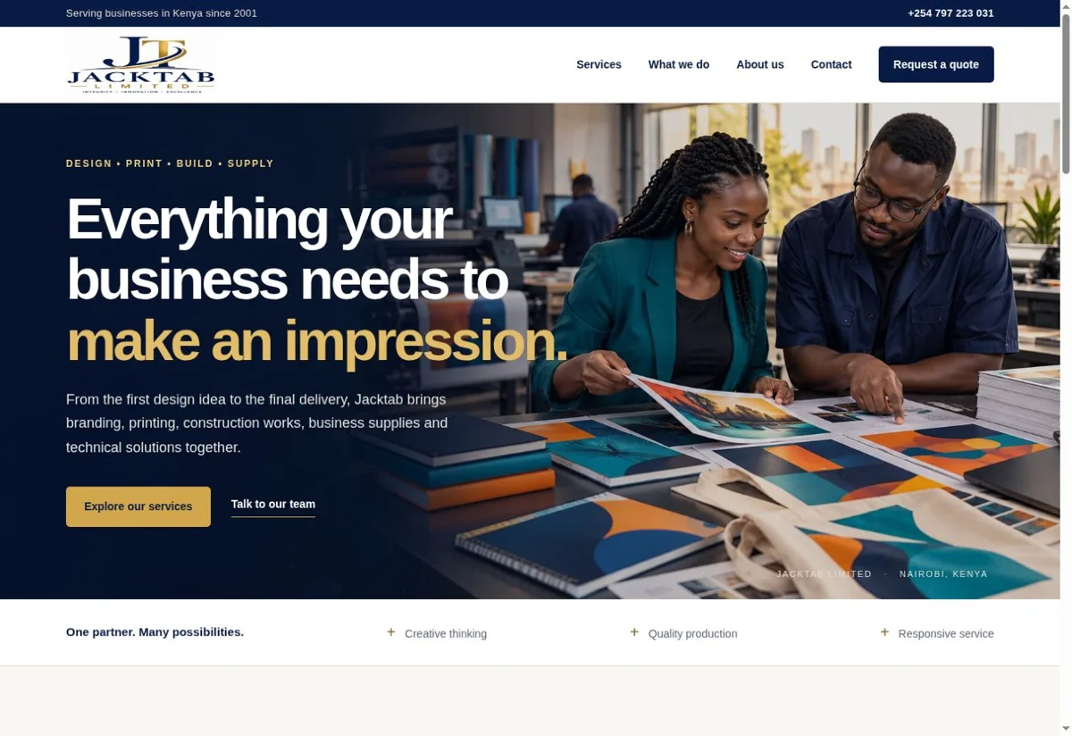 Jacktab website homepage screenshot