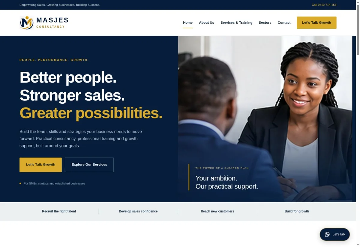 Masjes website homepage screenshot