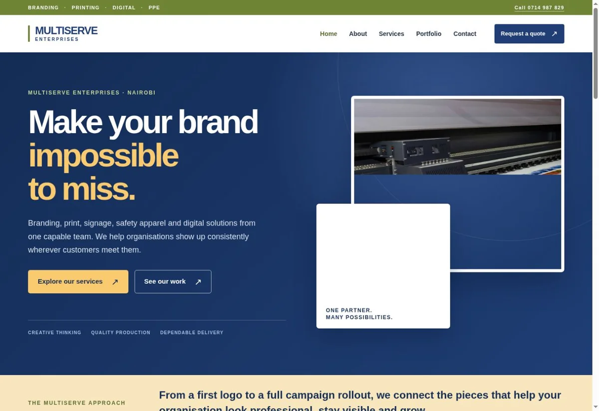 Multiserve website homepage screenshot